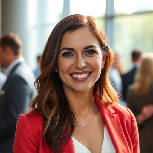 Foto de Ana Paula Silva, Analista Financeira, sorrindo em um evento.